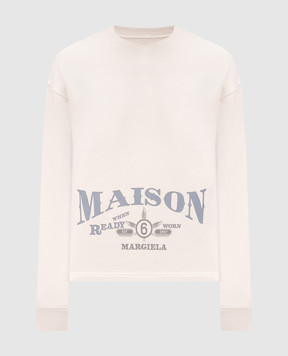 Maison Margiela MM6 Світшот кольору айворі з принтом SH0GU0044M25014