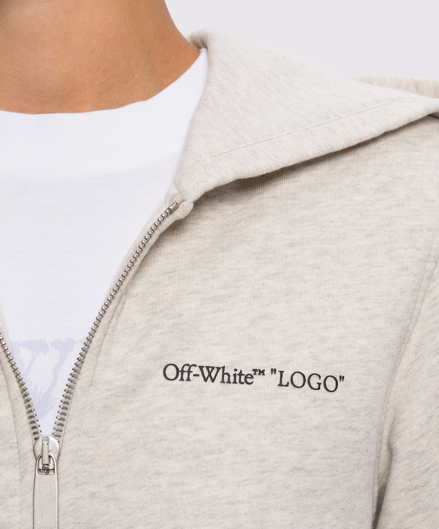 Off-White Бежевая меланжевая спортивная куртка 2FE00510T изображение 5