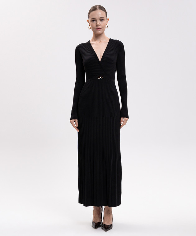 Twinset Черное платье с плиссированием 262TT3450 изображение 3