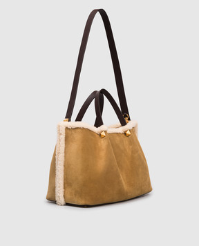 Valentino Бежевая замшевая сумка-тоут с эмблемой VLogo на меху 7W0B0R44UVT