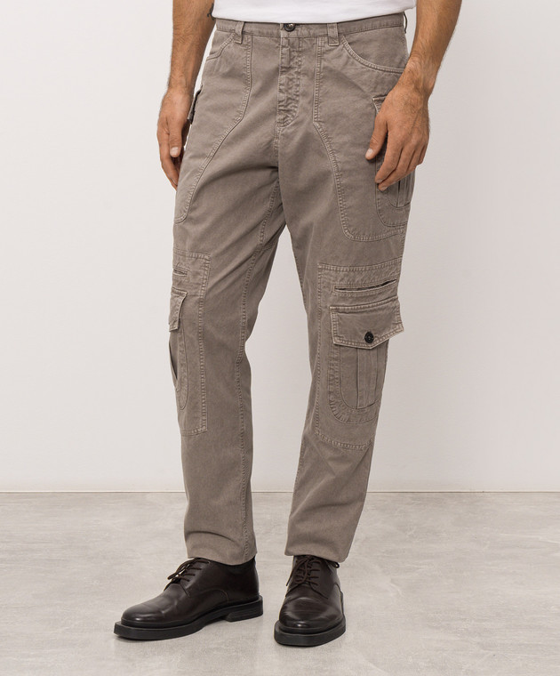 Brunello Cucinelli Серые брюки карго M225NS1070 изображение 3
