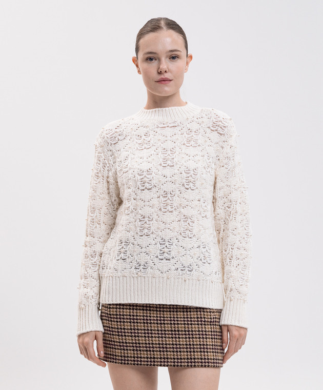 Twinset Свитер цвета айвори с шерстью 262LI3TAA изображение 3