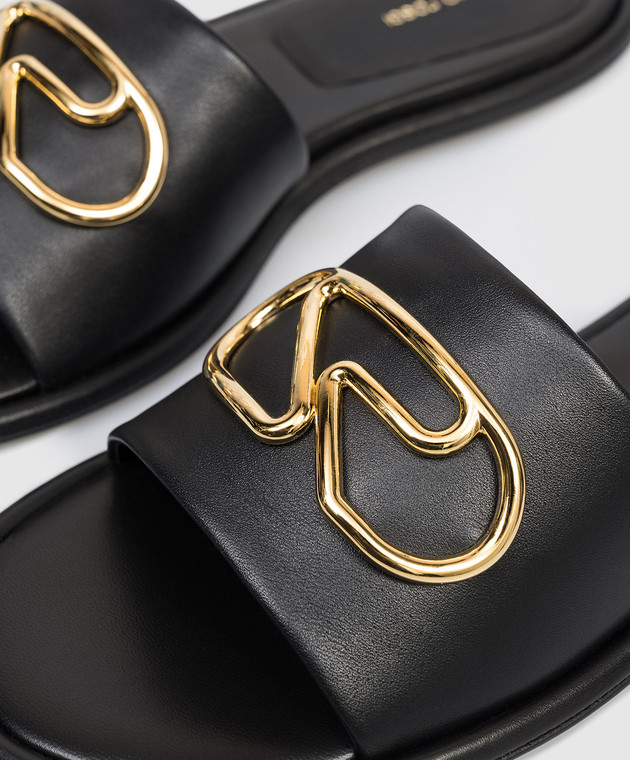 Sergio Rossi Чорні шкіряні шльопанці Surge B11380MMVN13 зображення 5