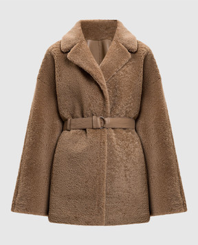 Babe Pay Pls Бежевая двусторонняя дубленка с поясом 2421PRADO