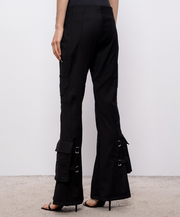 Off-White Чорні штани кльош з вовною 2LH00268G зображення 4