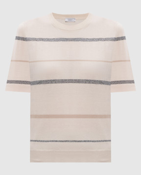 Peserico Бежевий топ в смужку A99091F149173M