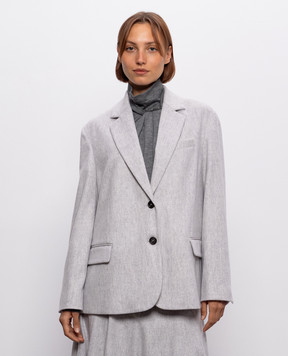 Brunello Cucinelli Сірий жакет з вовни з ланцюжком моніль MG5497204P