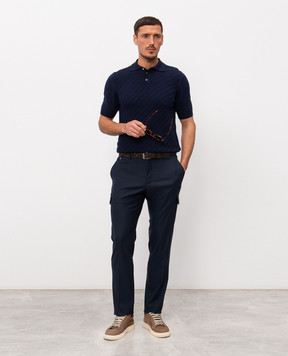 Cashmere&Whiskey Синє поло з тканим візерунком DOP268