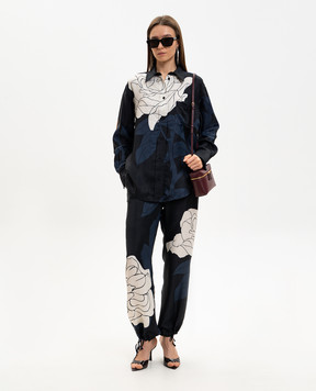 Victoria Beckham Черные джоггеры в цветочный принт 1126WTR006981B