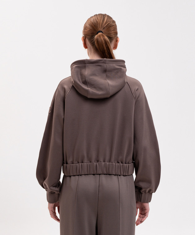 Moncler Коричневая спортивная куртка с нашивкой логотипа L20938G0001389A66 изображение 4