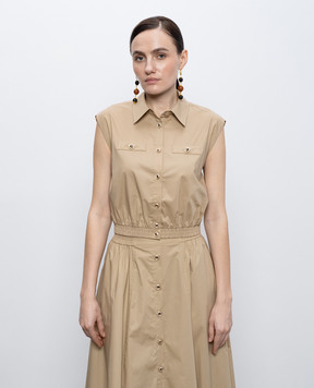 Twinset Бежевая укороченная рубашка без рукавов 261TT2233