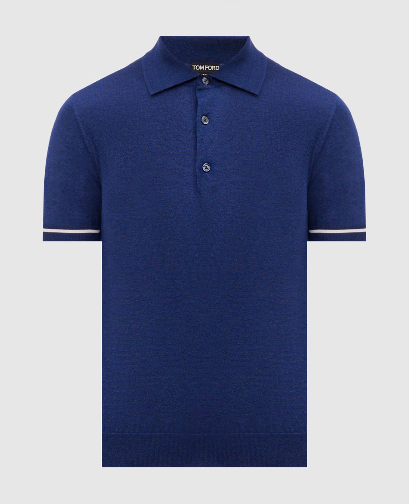 Синее поло из кашемира и шелка