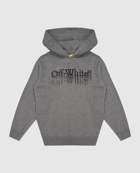 Off-White Детское серое худи с шерстью Big Bookish Stamp 44BHU001F26K001