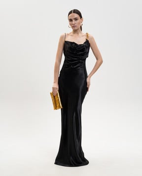 Balmain Чорна сукня з ланцюжком GF1RN340VI60