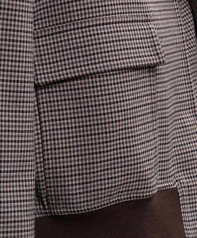 Twinset Коричневый укороченный бомбер в клеточку 262TP2633 изображение 5