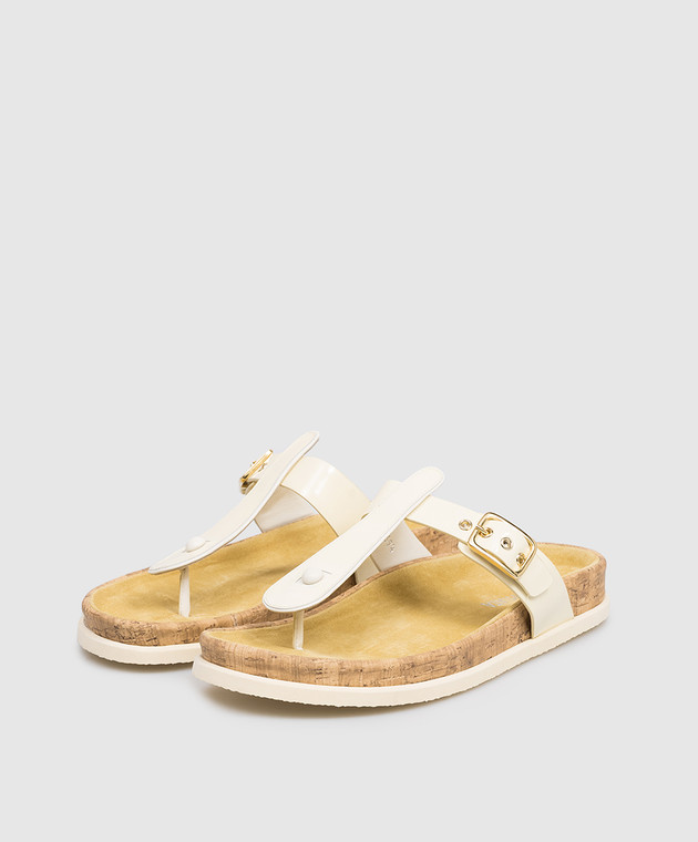 Premiata Жовті шкіряні лаковані шльопанці M7391 зображення 2