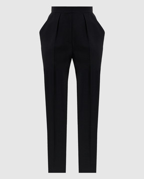 Balmain Чорні штани з вовни з високою посадкою GF1PN190WC09