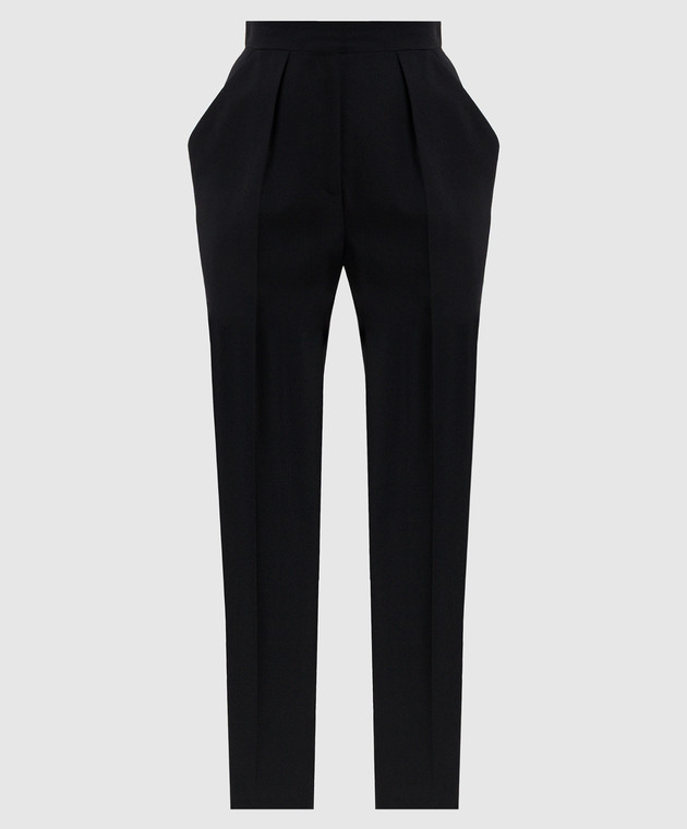 Balmain Чорні штани з вовни з високою посадкою GF1PN190WC09