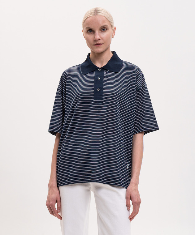 Ami Paris Синее поло в полоску UPL422JE0212 изображение 3