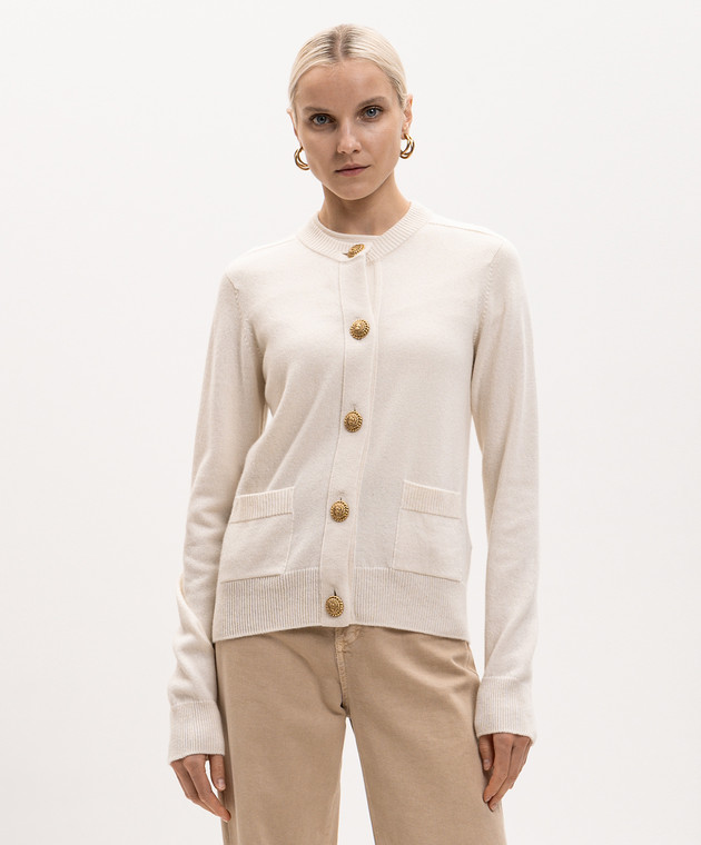 Balmain Кардиган цвета айвори из шерсти HF1KL917KI87 изображение 3