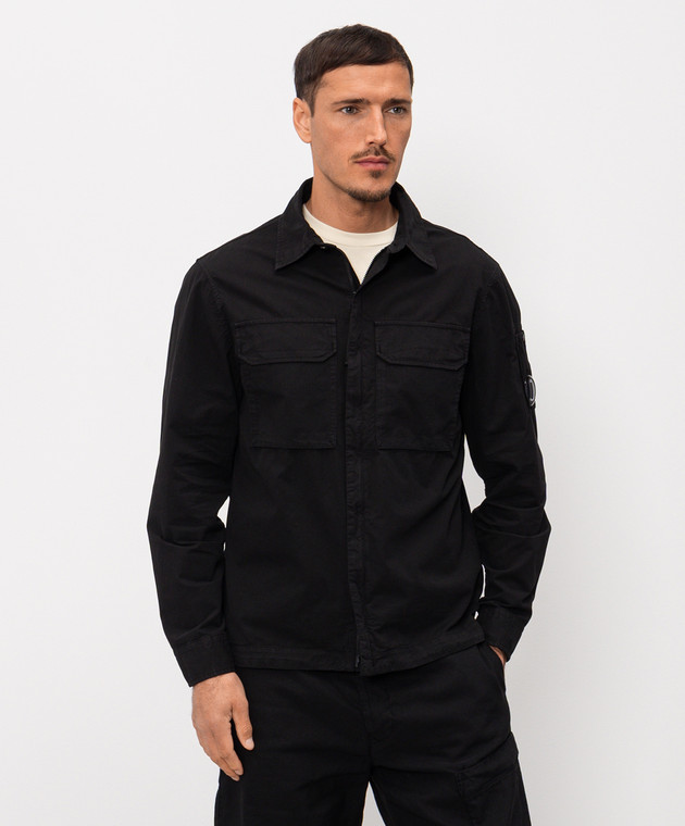 C.P. Company Черная рубашка на молнии с логотип патч MOS156A110143G изображение 3