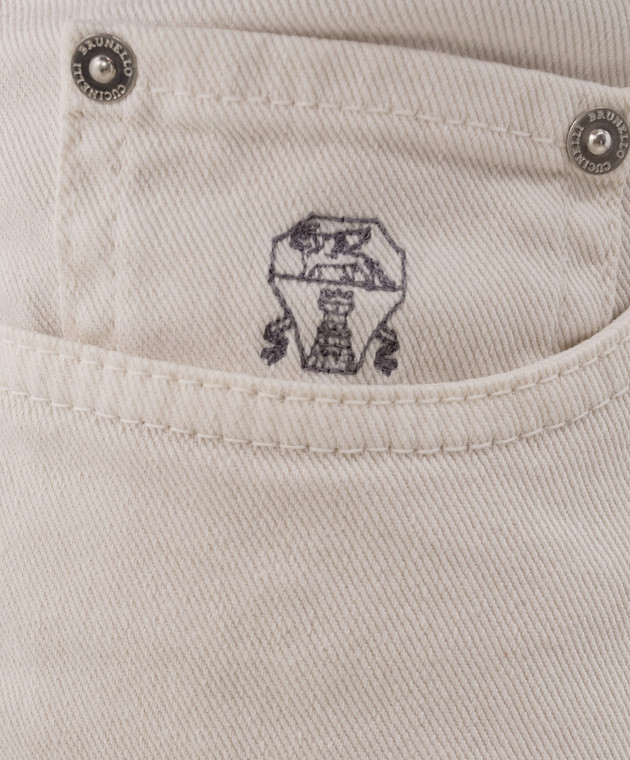 Brunello Cucinelli Джинсы цвета айвори с логотипом патча M277PD3210 изображение 5