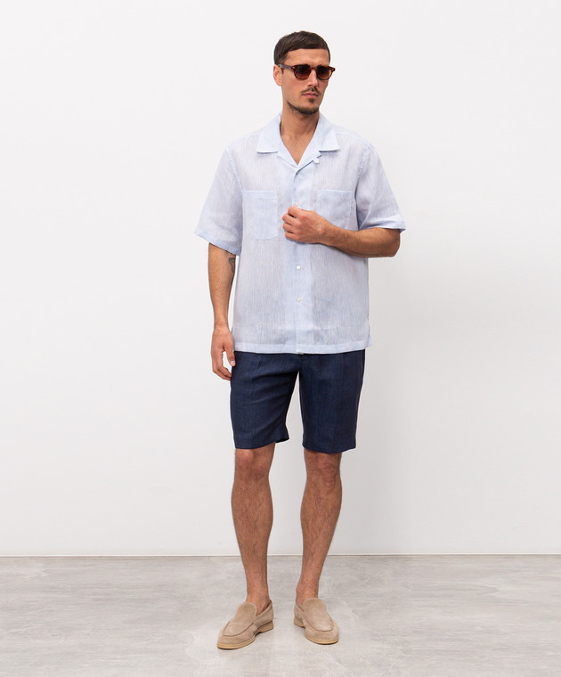 Herno Голубая рубашка из льна CM000031U17158 изображение 2