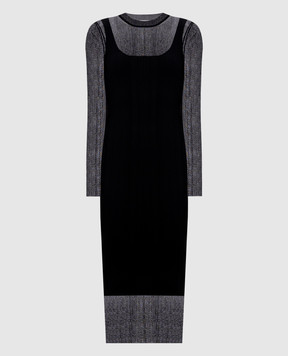 Max Mara Sportmax Черное платье миди CARO в рубчик SPXCARO
