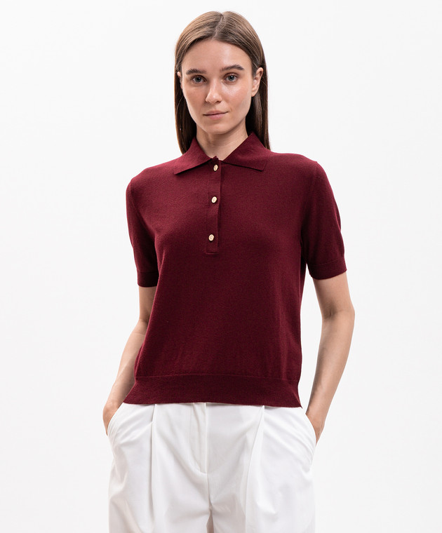 Max Mara Бордове поло POMPOSA із шовком та кашеміром SMMPOMPOSA зображення 3