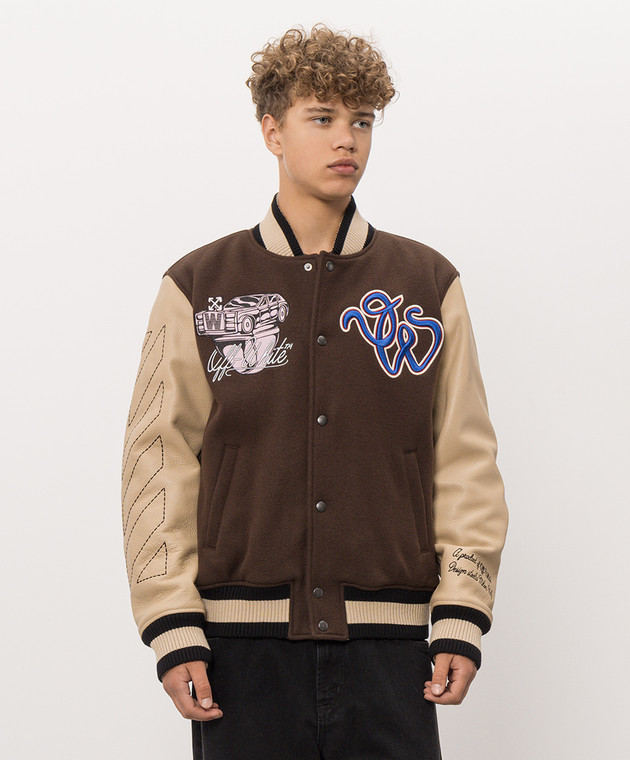 Off-White Коричневий бомбер з вовною 44MJA122F26L001 зображення 3