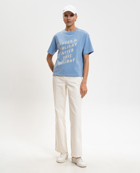 Max & Co Блакитна футболка з написом MCLFERIALE