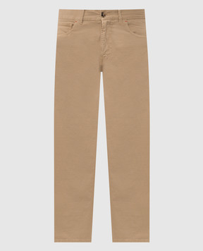 ISAIA Бежеві штани з патчем логотипа PNT005X0059