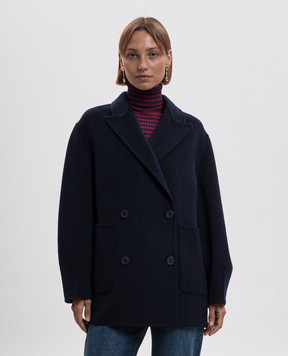 Twinset Голубое двубортное пальто с шерстью 262TP2012