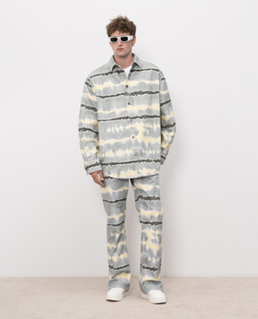 Off-White Сіра джинсова сорочка з принтом Tie Dye 44MES01FZ26F001