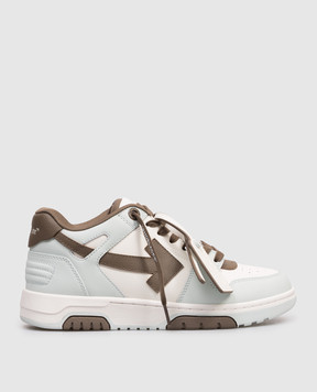 Off-White Блакитні шкіряні кросівки Out Of Office з контрастною емблемою OWIA259S26LEA003