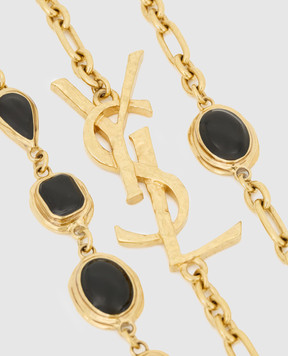 Saint Laurent Золотое ожерелье CASSANDRE с кабошонами A002JXY15E2