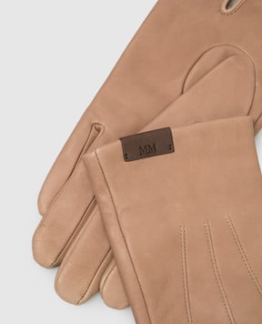 Max Mara Бежеві шкіряні рукавички LEMMA