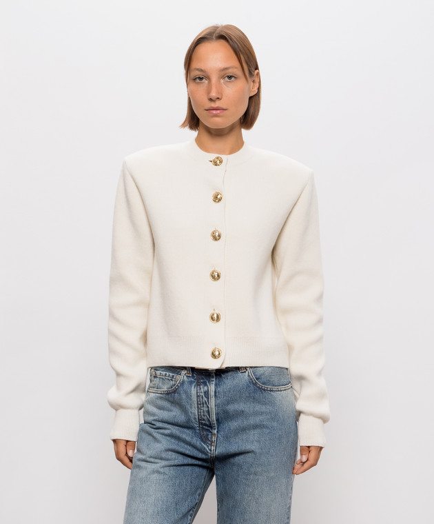 Balmain Кардиган кольору айворі з кашеміру та вовни мериноса CA0000000013 зображення 2