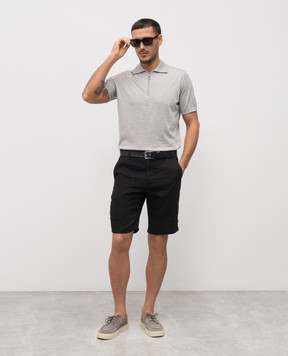 Stefano Ricci Черные шорты из льна и шелка с логотипом патча M8T6100060TXFIL