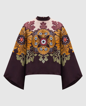 La DoubleJ Бордова блуза із шовку в брендовий принт TOP0117SIL017BOU01