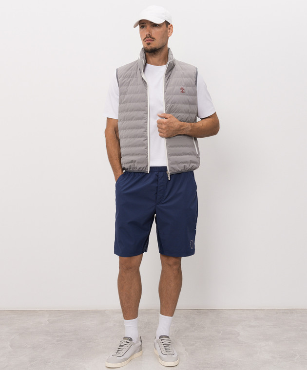 Brunello Cucinelli Сині шорти з принтом емблеми MB4223590T зображення 2
