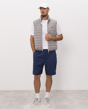 Brunello Cucinelli Сині шорти з принтом емблеми MB4223590T