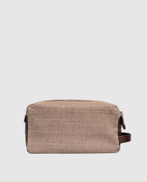Brunello Cucinelli Коричневый несесер с льном с логотипом MWACBU334P
