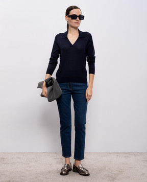 Peserico Синій пуловер з кашеміру та шовку S99013F18K09189