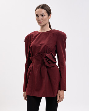 Magda Butrym Бордова сукня міні з шовком з акцентними плечима DRESS41257926