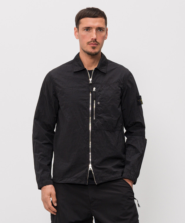 Stone Island Чорна вітровка в стилі сорочки L1S151200038S0019 зображення 3