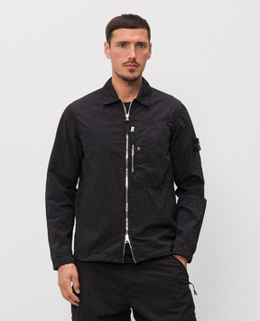 Stone Island Чорна вітровка в стилі сорочки L1S151200038S0019