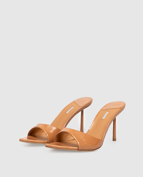 Le Silla Коричневые кожаные лакированные мюли BELLA 6625E080BXPPGSM