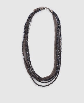 Peserico Синє багатошарове намисто з кристалами та ланцюжком моніль S35516C0CC814