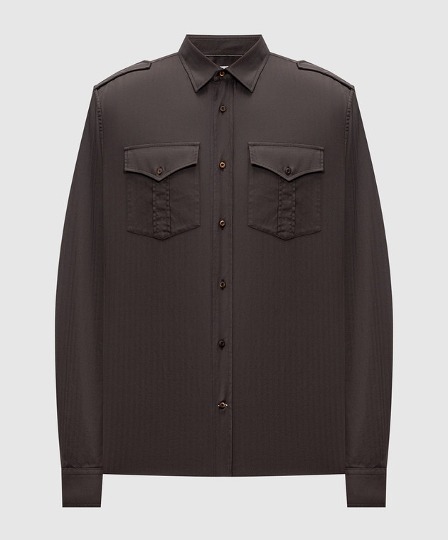 Brunello Cucinelli Коричнева сорочка у візерунок MD6973059